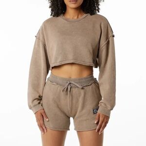 Alphalete Women's Set Cropped Sweatshirt and Shorts. Very Terry Collection